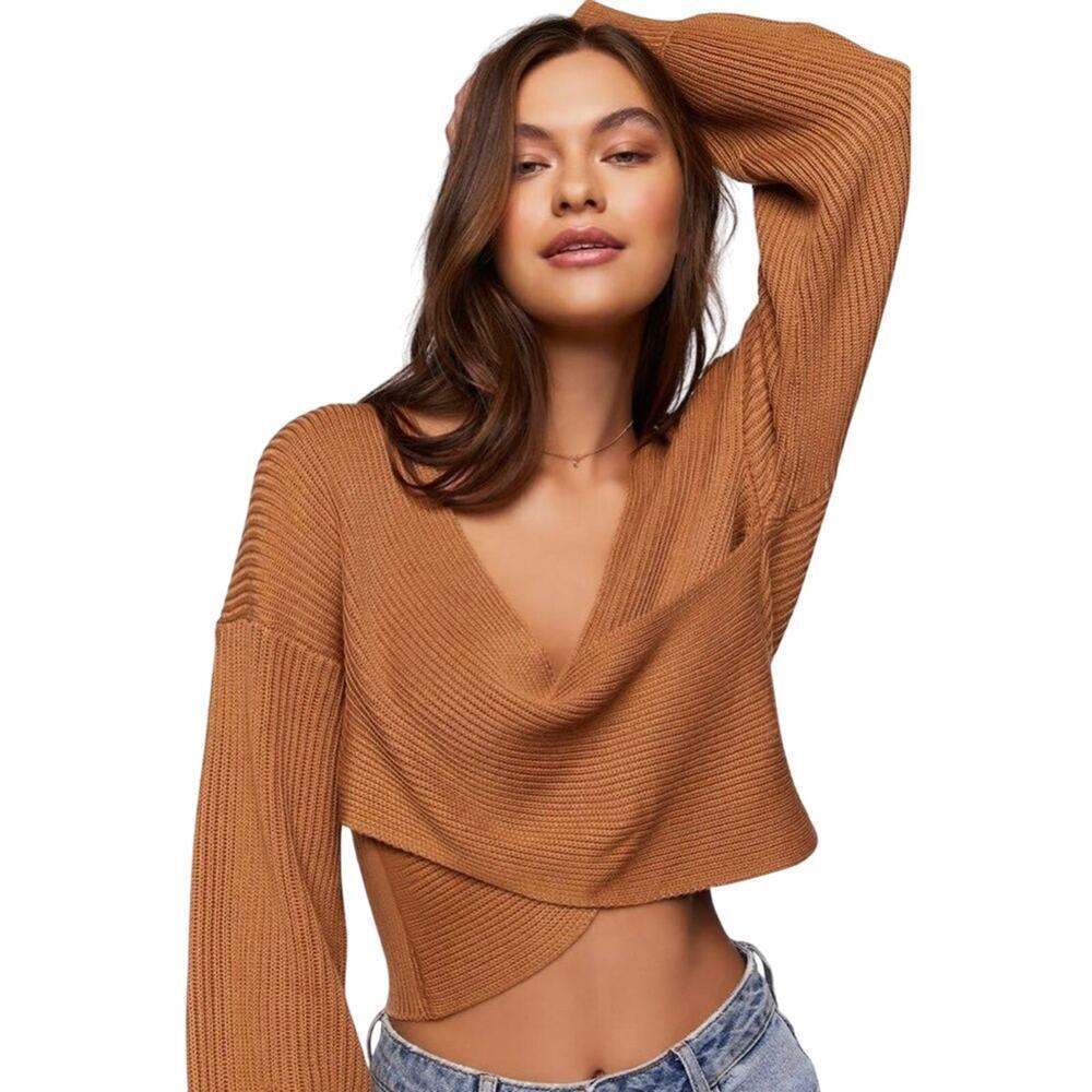 New‎ Lulu's Lush Don't Be Cross Burnt Orange Wrap Sweater S